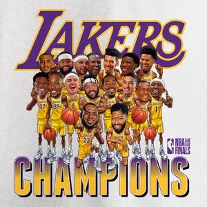 Fanatics Los Angeles Lakers 2020 NBA  Champions Team Caricature V-Neck T-Shirt